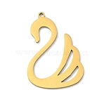 201 Stainless Steel Pendants, Swan Charms, Laser Cut, Golden, 29.5x20x1.5mm, Hole: 1.4mm(SA-CBA9671-12G)