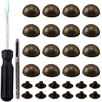 20 Bags Alloy Studs Rivets, Screw Back, Half Round, 1Pc Iron Flat Head Screwdriver, 1Pc Leather Tools, Antique Bronze, 15x8mm(FIND-CL0002-03AB)