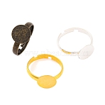 Brass Pad Ring Base Findings, Adjustable, Cadmium Free & Lead Free, Mixed Color, Inner Diameter: 17mm, Tray Size: 10mm(EC022-M-NR)