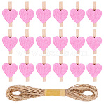 50Pcs Wooden Clips Tacks, for Office & School Supplies, Heart, 2Bundles Jute Cord, Jute String, Pearl Pink, 30.5x19x9mm(DIY-CP0012-84B)