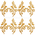 Ethnic Style Flower Pattern Computerized Embroidery Appliques, Metallic Thread Embroidery Iron on Ornament Accessories, Gold, 175~177x88~89x1mm(PATC-WH0010-36A)