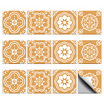 Waterproof PVC Tile Stickers, for Kitchen Bathroom Waterprrof Wall Tile, Floral, 100x100mm, 4 styles, 9pcs/style, 36pcs/set(DIY-WH0454-033)