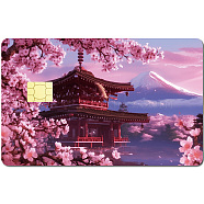 Rectangle PVC Plastic Waterproof Card Stickers, Self-adhesion Card Skin for Bank Card Decor, March Cherry Blossom, 186.3x137.3mm(DIY-WH0432-354)