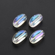 Transparent Acrylic Beads, AB color Plated, Oval, Clear AB, 18x10.5x9.5mm, Hole: 2mm(PACR-T011-05)