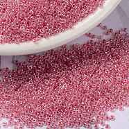 MIYUKI Round Rocailles Beads, Japanese Seed Beads, (RR535) Carnation Pink Ceylon, 15/0, 1.5mm, Hole: 0.7mm, about 5555pcs/10g(X-SEED-G009-RR0535)