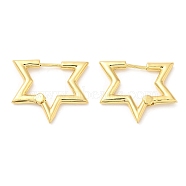 Rack Plating Brass Star Hoop Earrings for Women, Long-Lasting Plated, Lead Free & Cadmium Free, Real 18K Gold Plated, 21x24x2.5mm(EJEW-D059-07G)