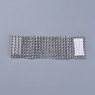 Fashion Elegant Napkin Buckle, 8 Rows of Plastic Rhinestone, Silver, 130x40x1mm(AJEW-WH0063-A01)