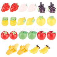 Nbeads 55Pcs 11 Styles Opaque Resin Decoden Cabochons, Imitation Fruit, Lemon & Banana & Strawberry & Pineapple, Mixed Color, 11~25x10~15x10~13mm, 5pcs/style(CRES-NB0001-34)
