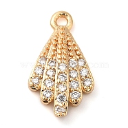 Brass Micro Pave Clear Cubic Zirconia Charms, Shell Shape, Real 18K Gold Plated, 14x8x3mm, Hole: 1mm(KK-G503-43G)