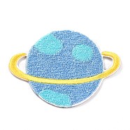 Computerized Embroidery Cloth Self Adhesive Patches, Stick On Patch, Costume Accessories, Appliques, Planet, Blue, 38x51.5x1.5mm(DIY-G031-02A)