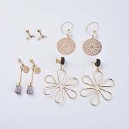 Earrings Sets, with 304 Stainless Steel Jump Rings, Cubic Zirconia and Brass Findings, Mixed Shapes, Real 18K Gold Plated, 54~77mm, Pin: 0.7~0.8mm, 4pairs/set(EJEW-JE03397)