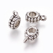 Tibetan Style Alloy Tube Bails, Loop Bails, Antique Silver, 13x5x8mm, Hole: 1.6mm, Inner Diameter: 4mm(PALLOY-F224-19AS)