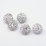 Polymer Clay Pave Rhinestone Beads, Disco Ball Beads, Crystal, PP15(2.1~2.2mm), 6 Rows Rhinestone, 12mm, Hole: 1.5mm(RB-Q197-12mm-01)
