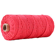 100M Cotton String Threads for Crafts Knitting Making, Crimson, 3mm, about 109.36 Yards(100m)/Roll(KNIT-YW0001-01K)