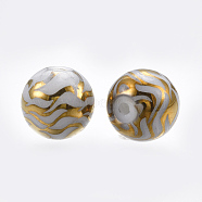 Electroplate Glass Beads, Round with Ripple, Gold, 8mm, Hole: 1mm, 300pcs/bag(EGLA-S173-06G)