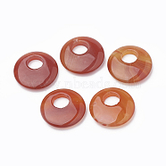 Natural Carnelian Pendants, Dyed, Flat Round, 28x6mm, Hole: 10mm(X-G-S330-35)