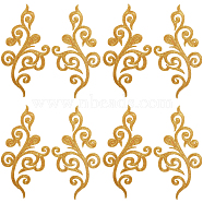 Ethnic Style Flower Pattern Computerized Embroidery Appliques, Metallic Thread Embroidery Iron on Ornament Accessories, Gold, 175~177x88~89x1mm(PATC-WH0010-36A)