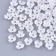 Resin Imitation Pearl Bead Caps, 3-Petal, Flower, White, 6x6.5x2.5mm, Hole: 1mm(X-RESI-T040-007A)