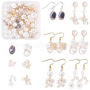 DIY Flower Drop Earring Making Kit, Including Natural Shell Pendants, Alloy Cabochons & Pendants, Brass & Iron Stud Earring Findings & Hooks, Plastic Pearl Beads, Platinum & Golden, 6~28x6~19x0.6~9mm, Hole: 1~3mm(DIY-SZ0009-77)