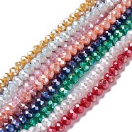 Opaque Glass Beads Strands, Faceted, Rondelle, Mixed Color, 6x5mm, Hole: 1mm, about 126pcs/strand, 24.41''(62cm)(GLAA-H022-01B)