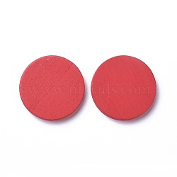 Wood Cabochons, Dyed, Flat Round, Red, 40x5mm(WOOD-I004-52C)