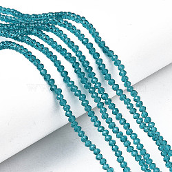 Glass Beads Strands, Faceted, Rondelle, Light Sea Green, 3.5x3mm, Hole: 0.4mm, about 123~127pcs/strand, 13.78 inch~14.17 inch(35~36cm)(EGLA-A034-T3mm-D27)