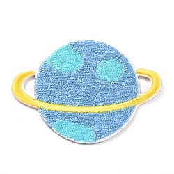 Computerized Embroidery Cloth Self Adhesive Patches, Stick On Patch, Costume Accessories, Appliques, Planet, Blue, 38x51.5x1.5mm(DIY-G031-02A)