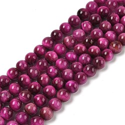 Natural Tiger Eye Beads Strands, Dyed & Heated, Round, Medium Orchid, 8mm, Hole: 1.2mm, about 46~47pcs/strand, 14.90~15.24''(37.8~38.7cm)(G-B133-A02-8MM-05)