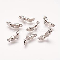 CCB Plastic Pendants, High Heel-Shoe Charms, Platinum Color, 23.5mm long, 5mm wide, 4mm thick, hole: 2mm(X-PCCBH-83Y)