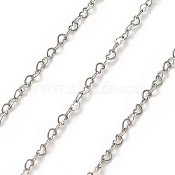 304 Stainless Steel Heart Link Chains, Soldered, Stainless Steel Color, 3.5x2.5x0.2mm(CHS-A016-33P-A)