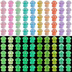 100Pcs 10 Colors Mushroom Luminous Resin Display Decorations, Glow in the Dark, for Car or Home Office Desktop Ornaments, Mixed Color, 12.5x11.5mm, 10pcs/color(RESI-SZ0003-46)