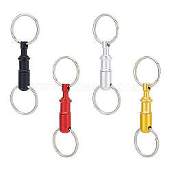 4Pcs 4 Colors Aluminum Quick Release Keychain, Detachable Pull Apart Snap Keychain, for Lock Car Key Holder with Two Key Rings, Mixed Color, 8cm, 1pc/color(KEYC-UN0001-20)