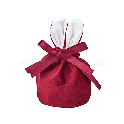 Velvet Jewelry Bags with Drawstring, Velvet Cloth Gift Pouches, Dark Red, 15x12.3x0.85cm(TP-CJC0001-02C)