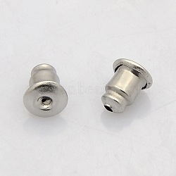 304 Stainless Steel Ear Nuts, Earring Backs, Stainless Steel Color, 6x5mm, Hole: 1mm(STAS-N019-13)