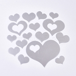 Acrylic Mirror Wall Stickers, with Adhesive Back, for Home Living Room Bedroom Decoration, Heart, Silver, 29~100x35.5~120x0.5mm, 16pcs/set(AJEW-WH0109-55)