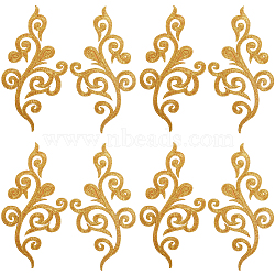 Ethnic Style Flower Pattern Computerized Embroidery Appliques, Metallic Thread Embroidery Iron on Ornament Accessories, Gold, 175~177x88~89x1mm(PATC-WH0010-36A)