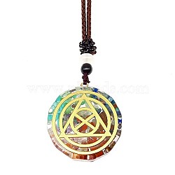 Resin & Natural & Synthetic Mixed Gemstone Pendant Necklaces, Triangle, 25.59 inch(65cm)(OG4289-14)