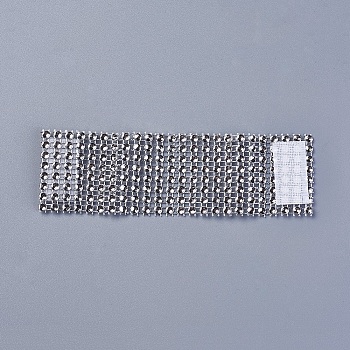 Fashion Elegant Napkin Buckle, 8 Rows of Plastic Rhinestone, Silver, 130x40x1mm