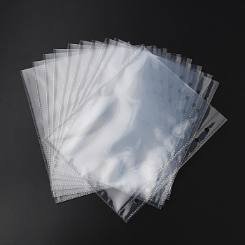A6 6-Hole PP Plastic Refill Inner Pockets, for Binder Albums, Rectangle, Clear, 185x151x0.1mm, Hole: 6mm, 10 sheets/bag