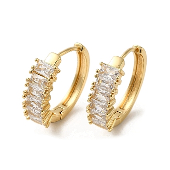 Brass Micro Pave Cubic Zirconia Hoop Earrings, Golden, 21x6.5mm