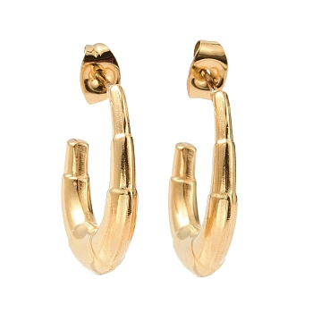 Ion Plating(IP) 304 Stainless Steel Croissant Stud Earrings, Half Hoop Earrings for Women, Golden, 23x17x4mm, Pin: 0.9mm
