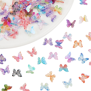 100Pcs Butterfly Resin Cabochon, for Dollhouse Accessories, Mixed Color, 8x10x1mm