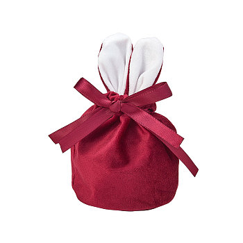 Velvet Jewelry Bags with Drawstring, Velvet Cloth Gift Pouches, Dark Red, 15x12.3x0.85cm