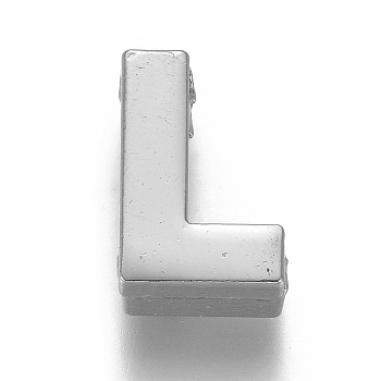 Alloy Slide Charms, Letter L, 12.5x8x4mm, Hole: 1.5x8mm