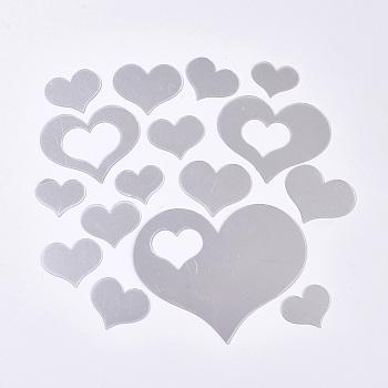 Acrylic Mirror Wall Stickers, with Adhesive Back, for Home Living Room Bedroom Decoration, Heart, Silver, 29~100x35.5~120x0.5mm, 16pcs/set
