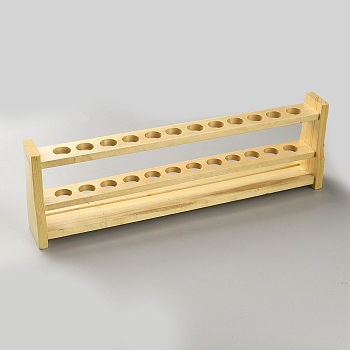 Wood Test Tube Display Stands, 12 Tube Capacity, Moccasin, 410x60x130mm, Inner Diameter: 18mm