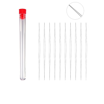 Stainless Steel Collapsible Big Eye Beading Needles, Seed Bead Needle, with Storage Tube, Red, 128~153x13mm, 11pcs/set