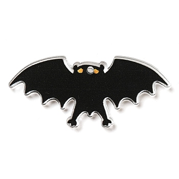 Halloween Theme Opaque Acrylic Pendants, Bat, 20x44.5x2.5mm, Hole: 1.6mm