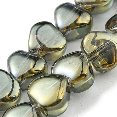 Olive Drab Heart Glass Beads