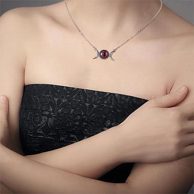 Triple Moon Goddess Cubic Zirconia Pendant Necklace(JN1091B)-7
